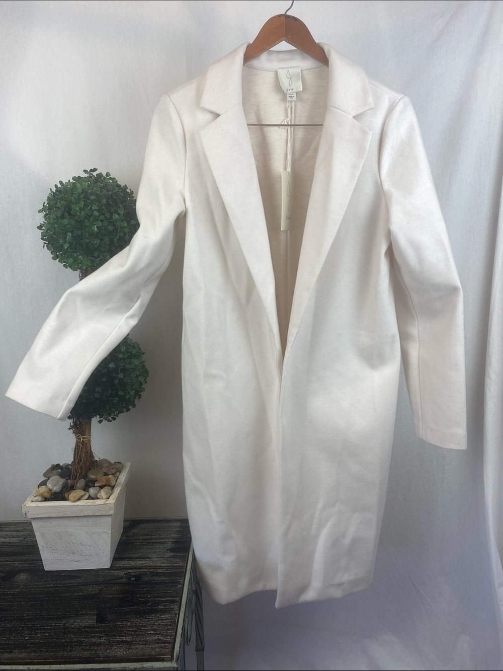 Joie Ivory Open Front Long Sleeve Trench Coat NEW M